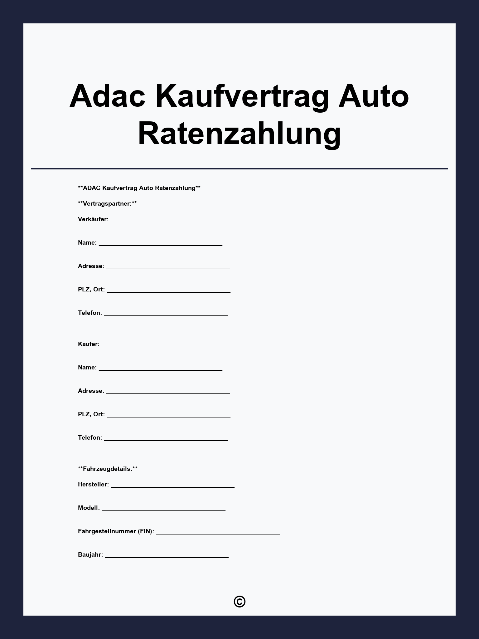 Adac Kaufvertrag Auto Ratenzahlung