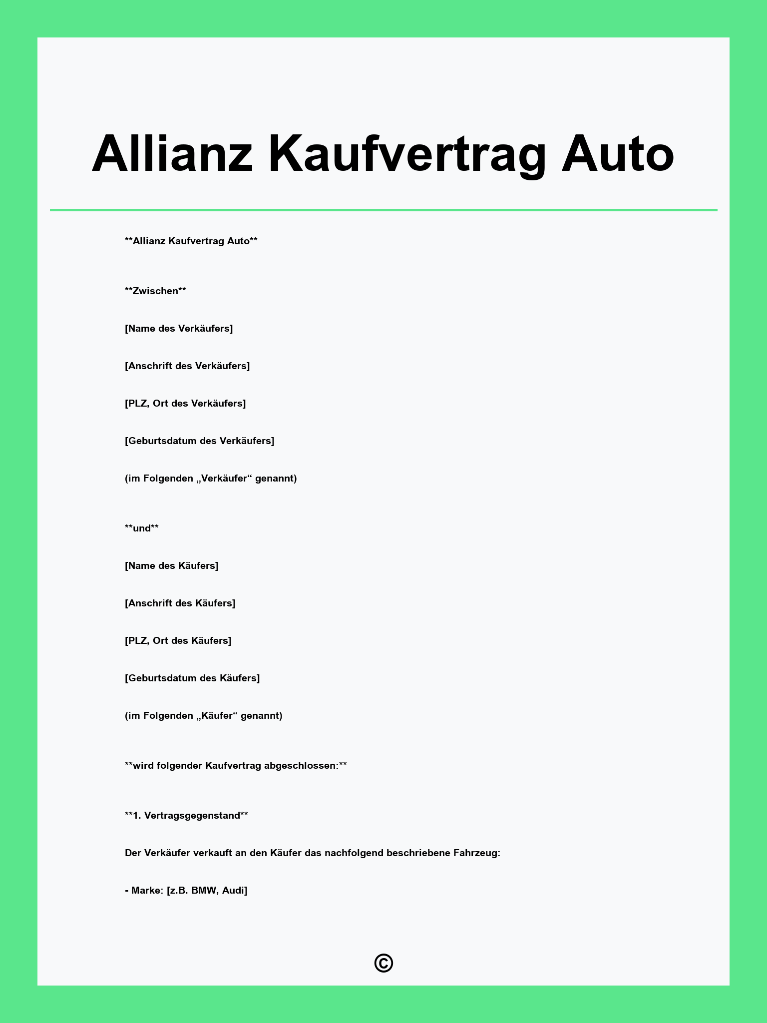 Allianz Kaufvertrag Auto