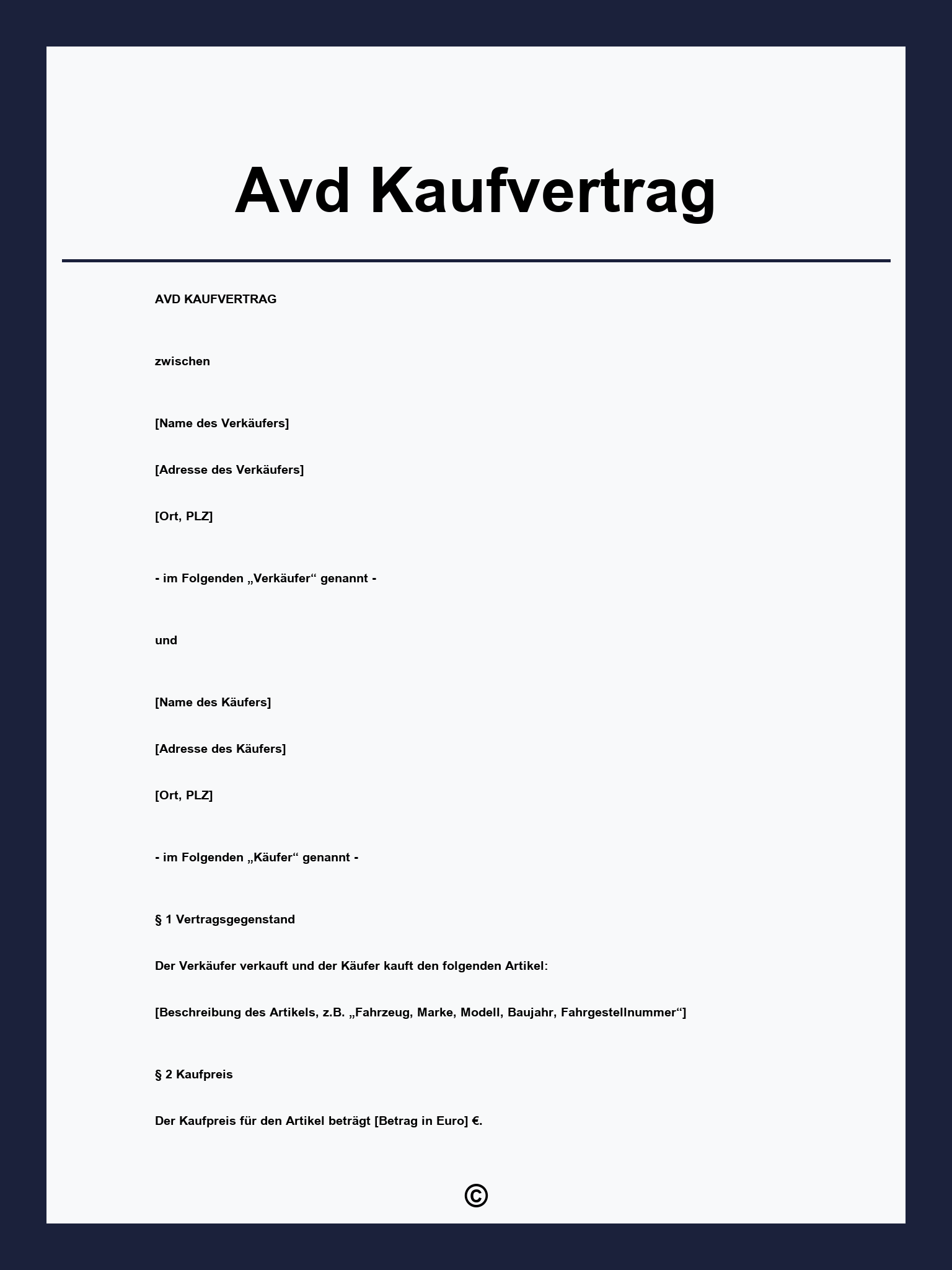 Avd Kaufvertrag