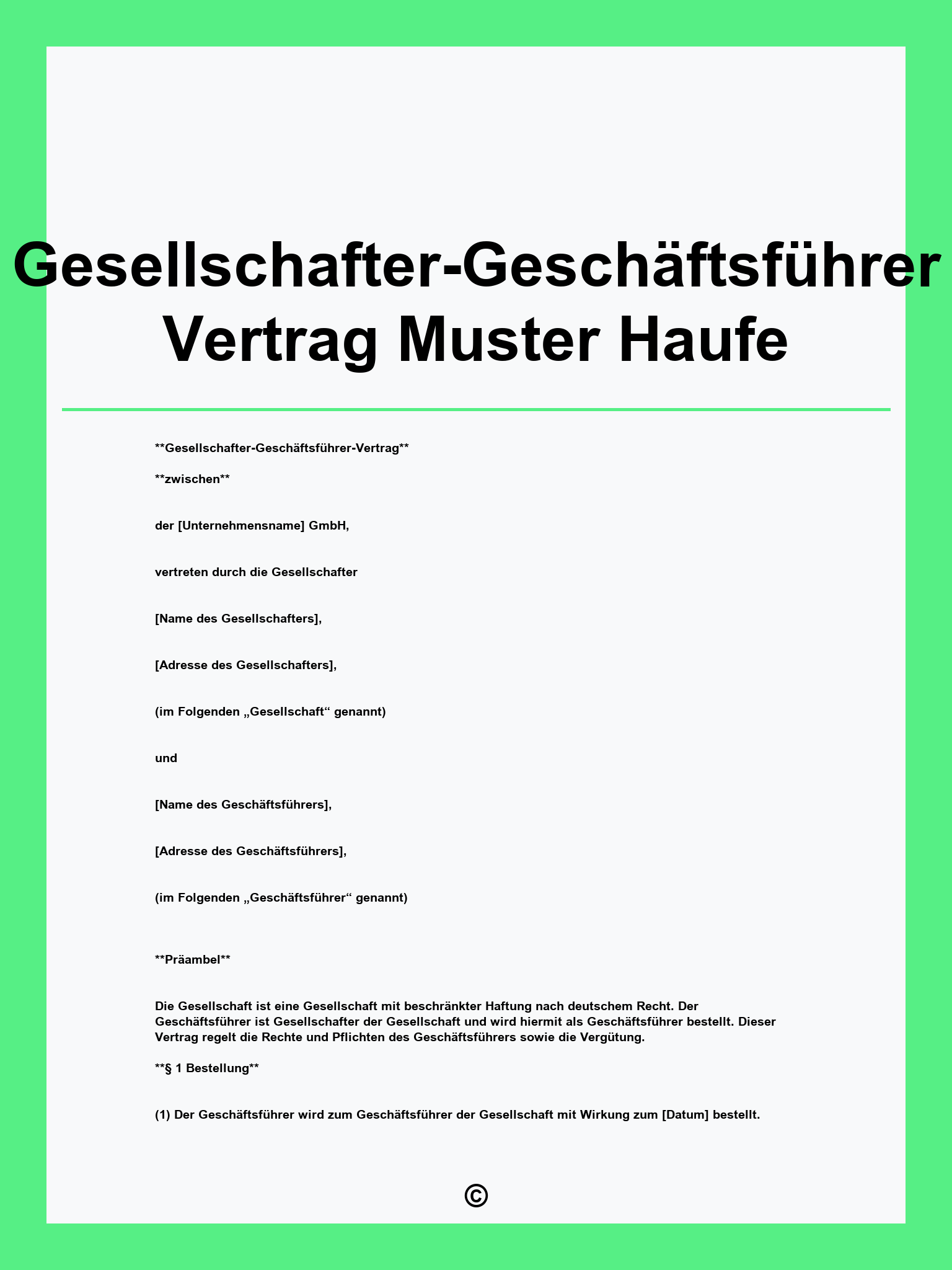 Gesellschafter-Geschäftsführer Vertrag Muster Haufe