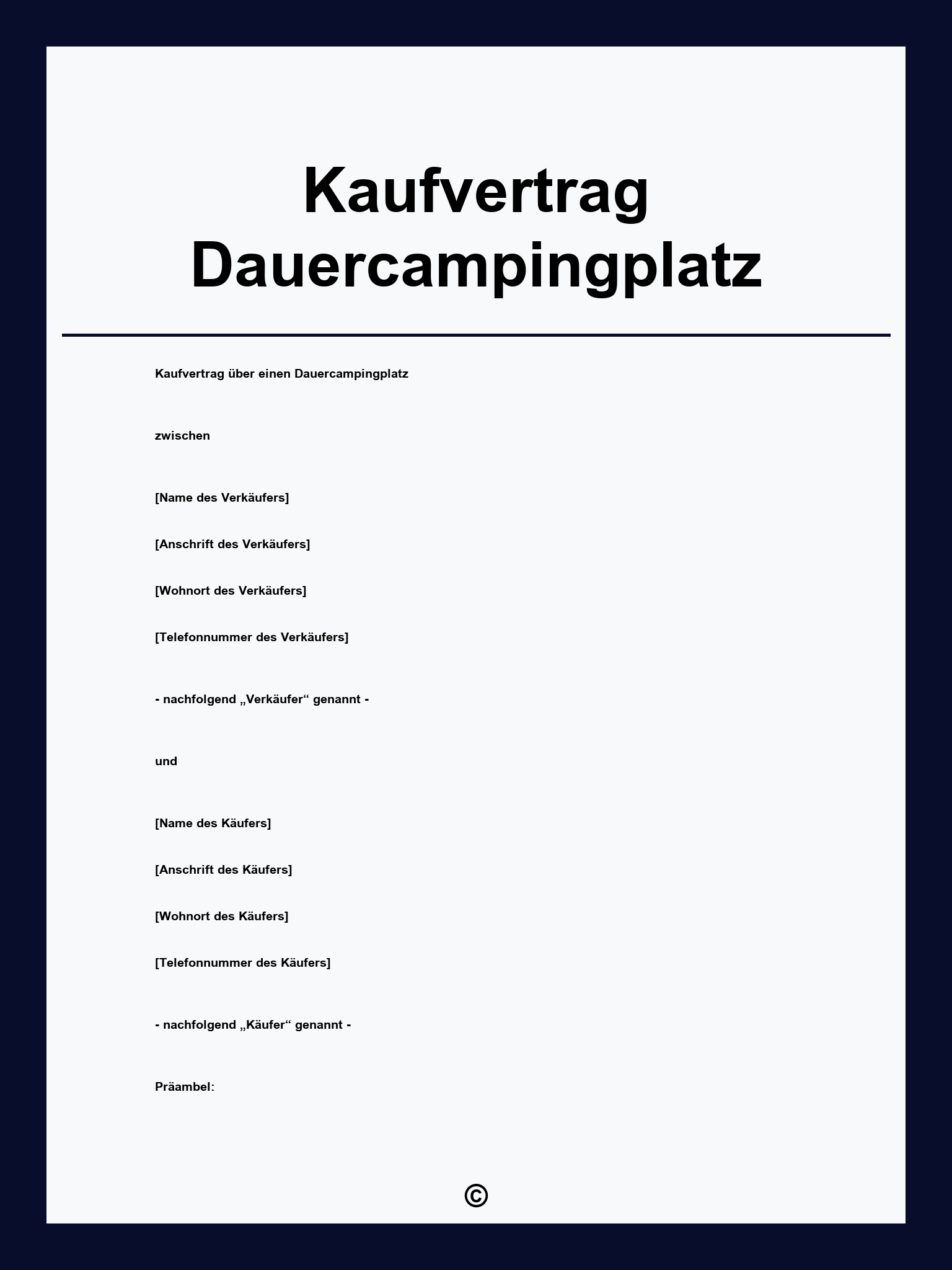 Kaufvertrag Dauercampingplatz