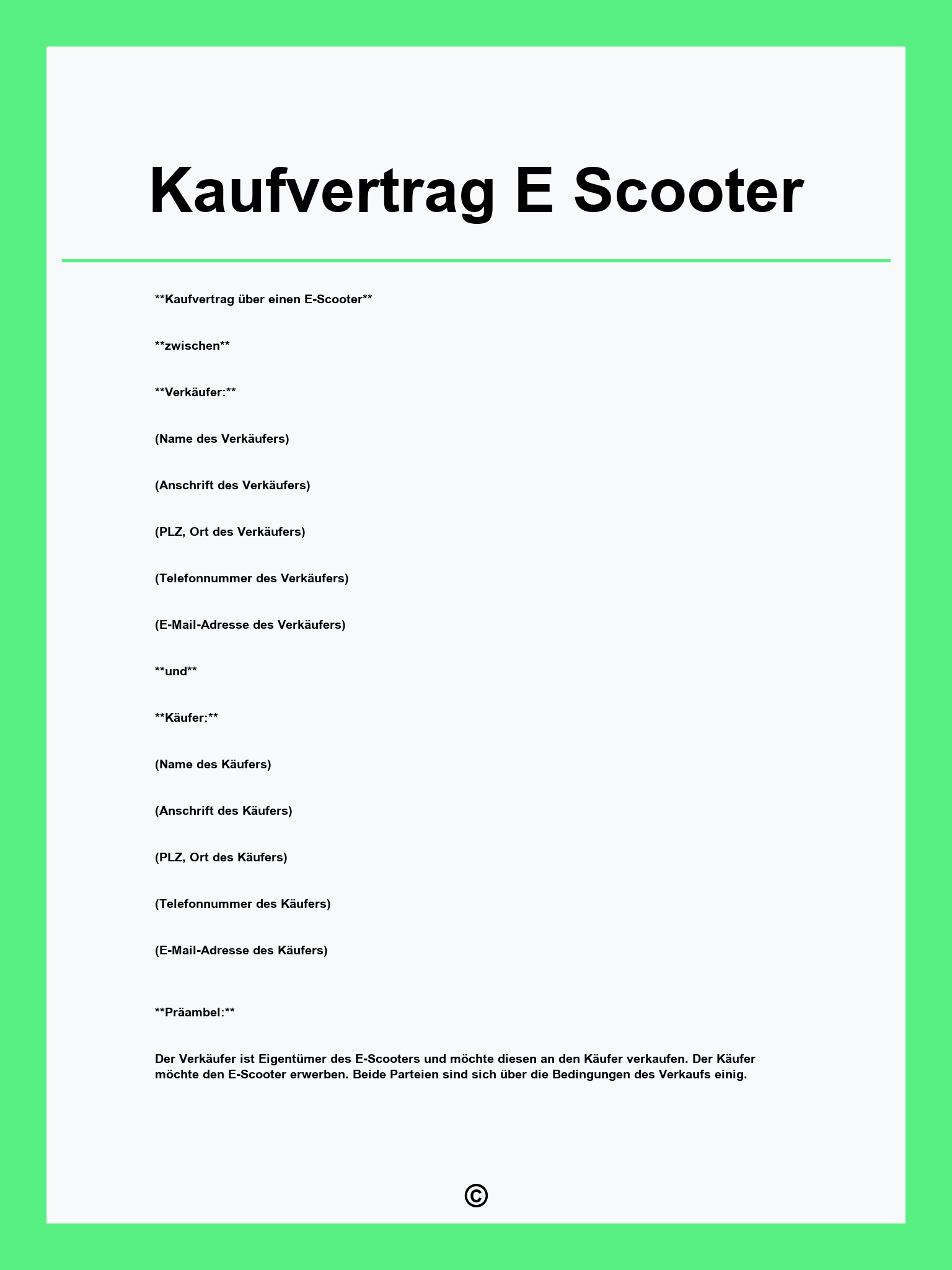 Kaufvertrag E Scooter