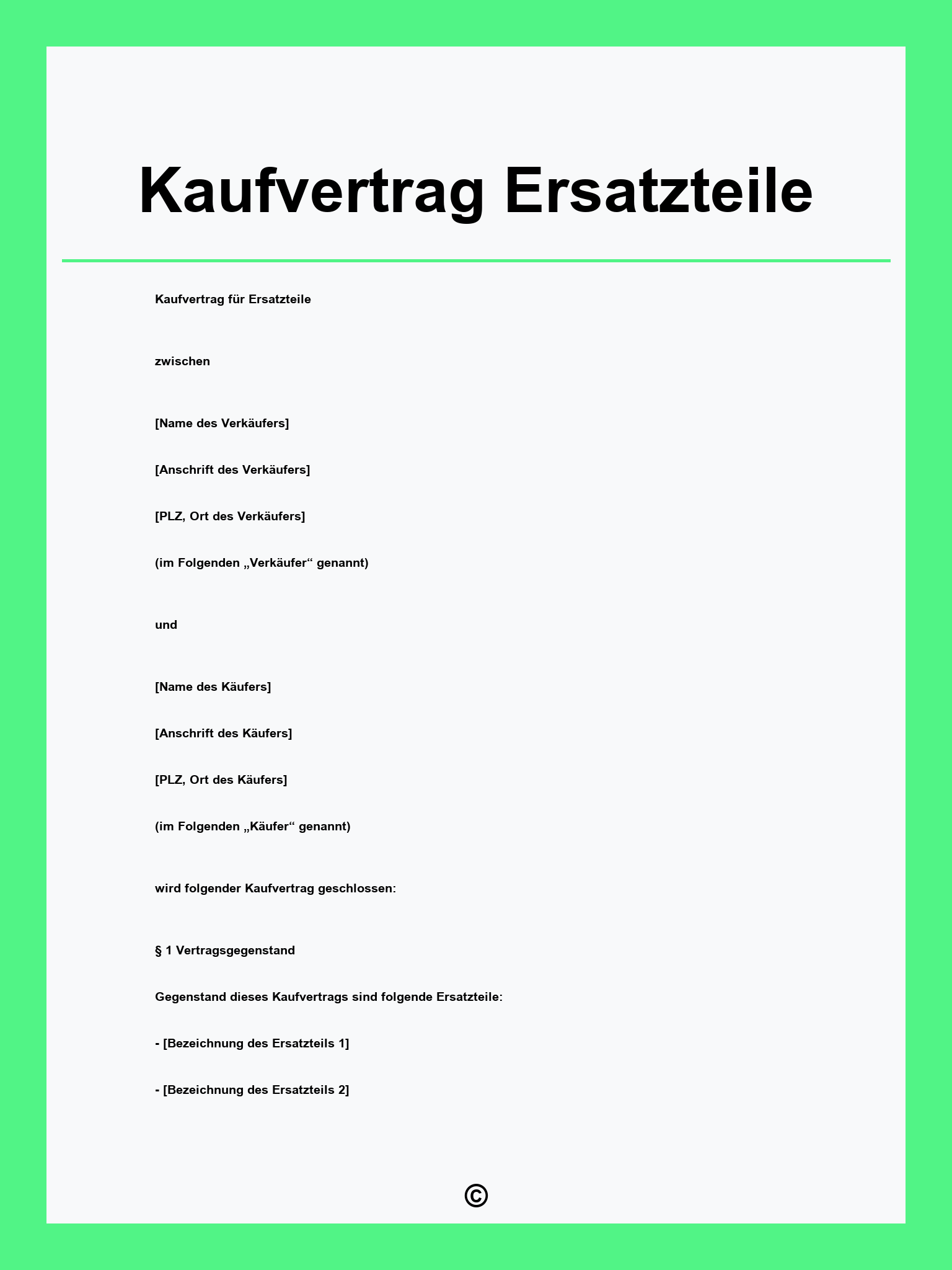 Kaufvertrag Ersatzteile