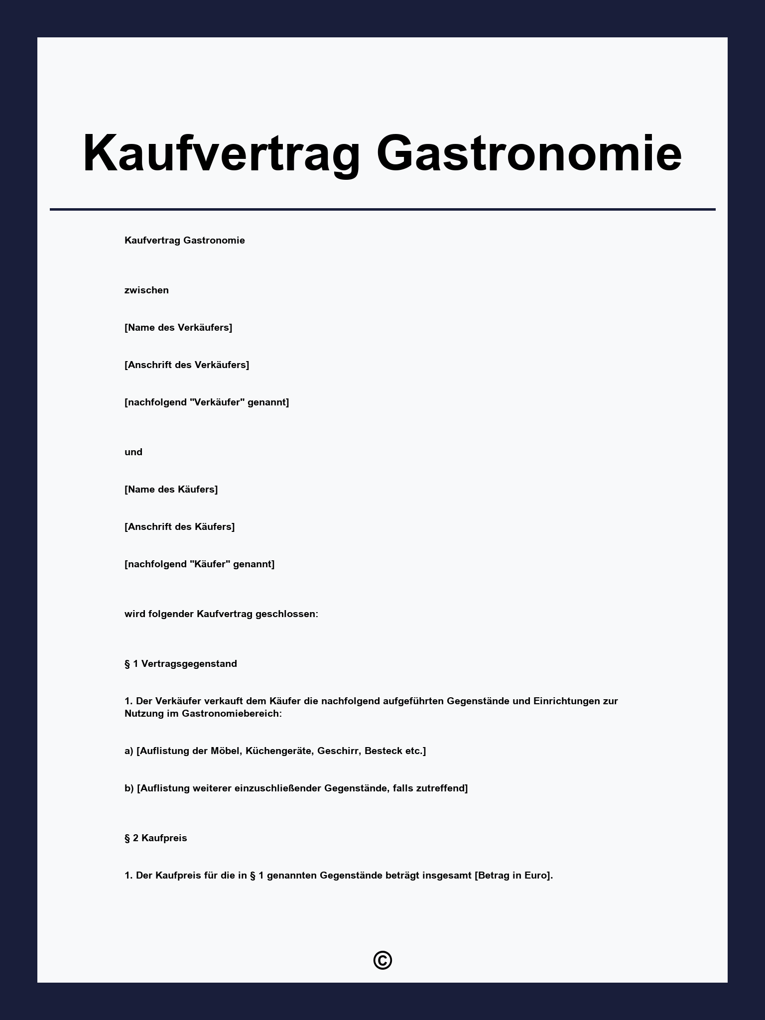 Kaufvertrag Gastronomie