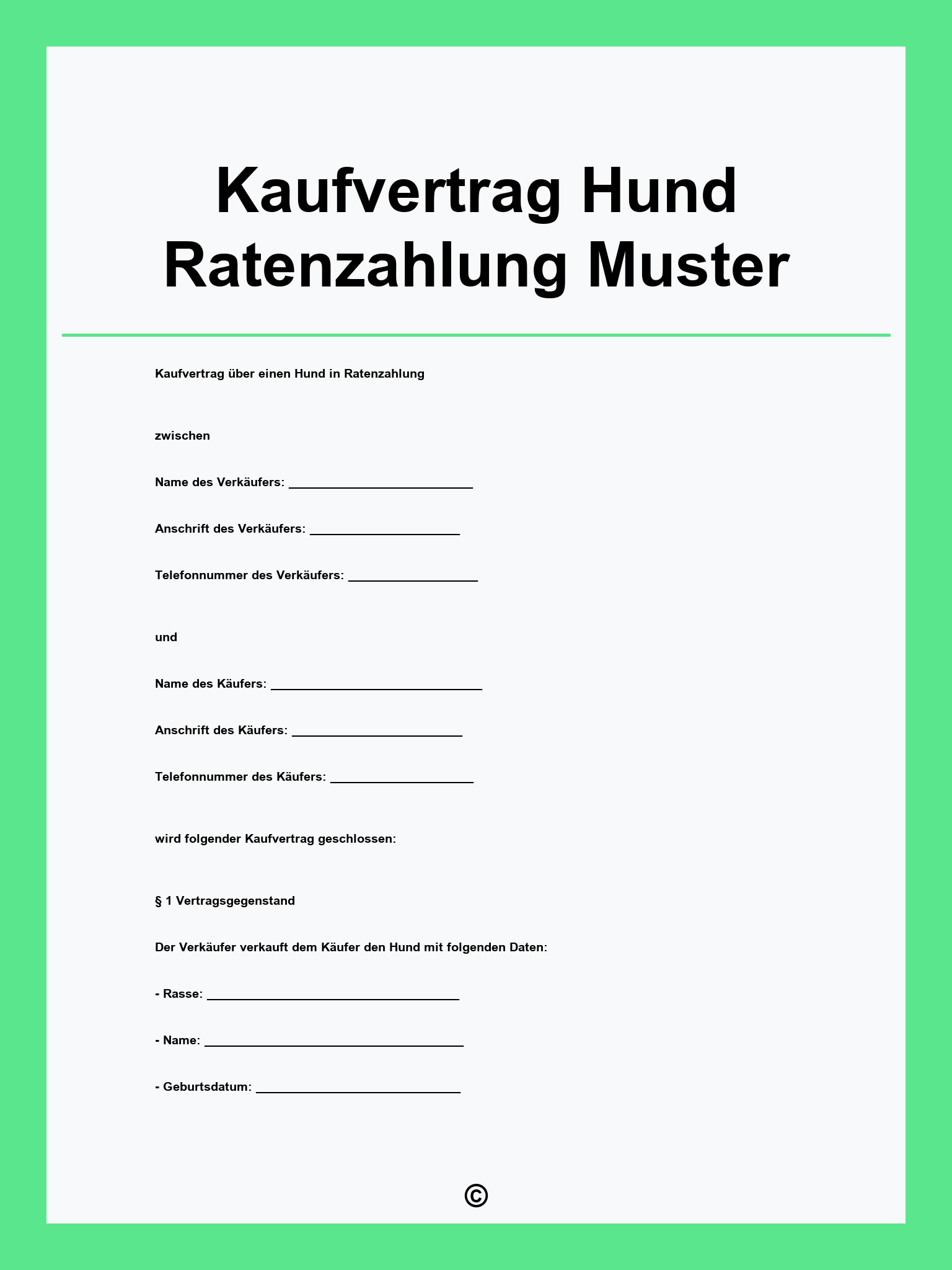 Kaufvertrag Hund Ratenzahlung Muster