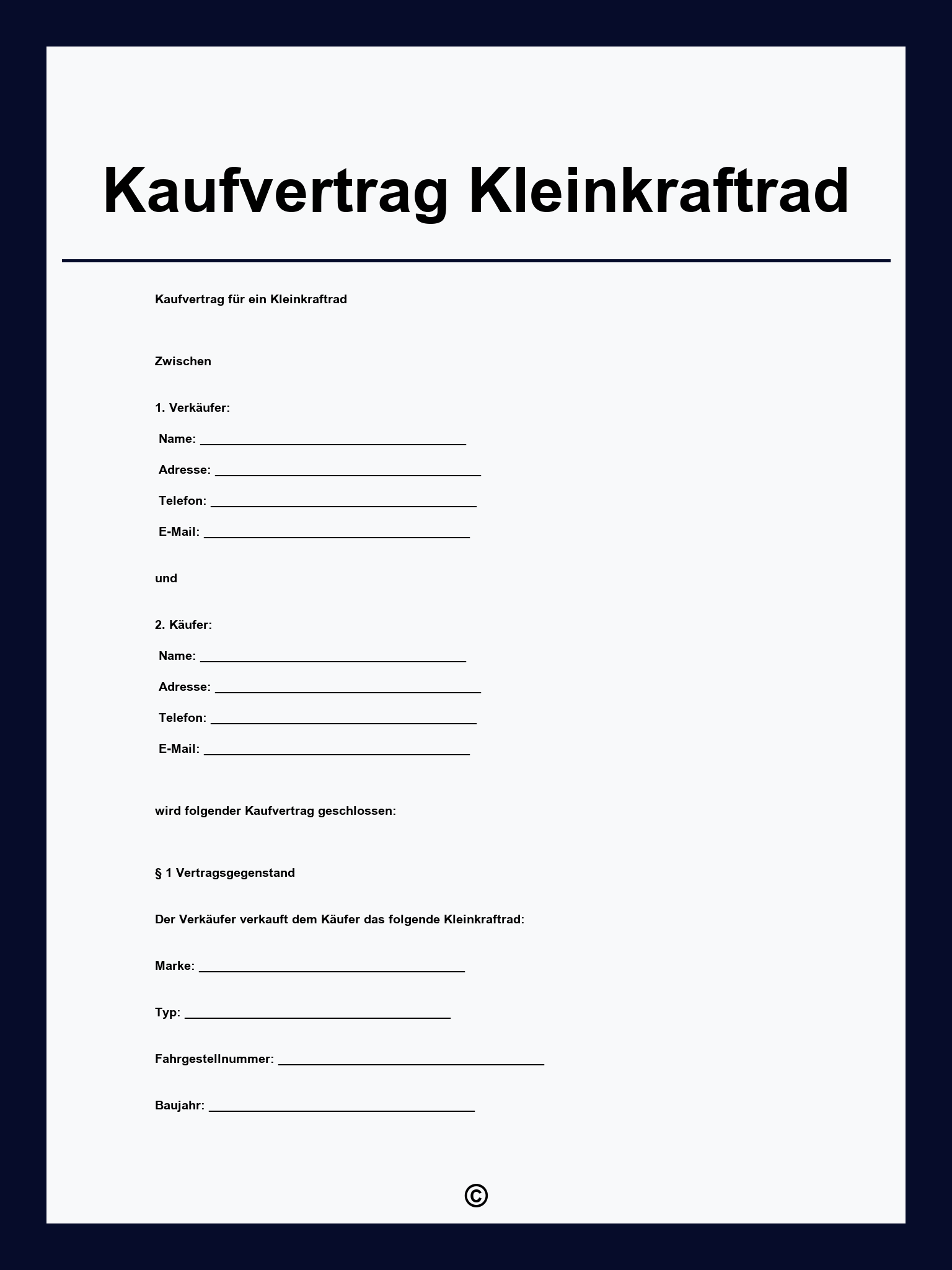 Kaufvertrag Kleinkraftrad