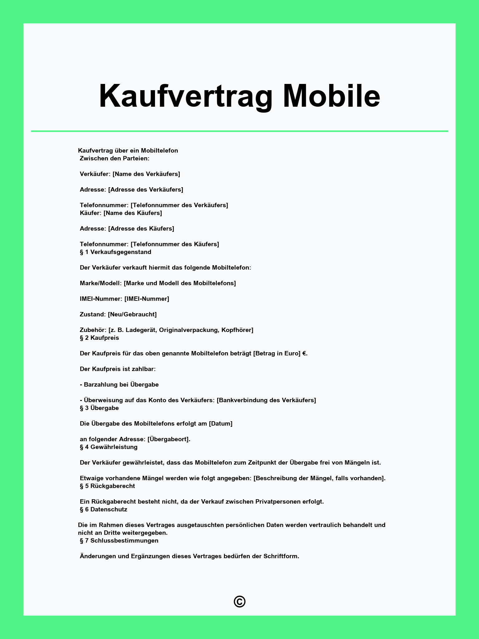 Kaufvertrag Mobile