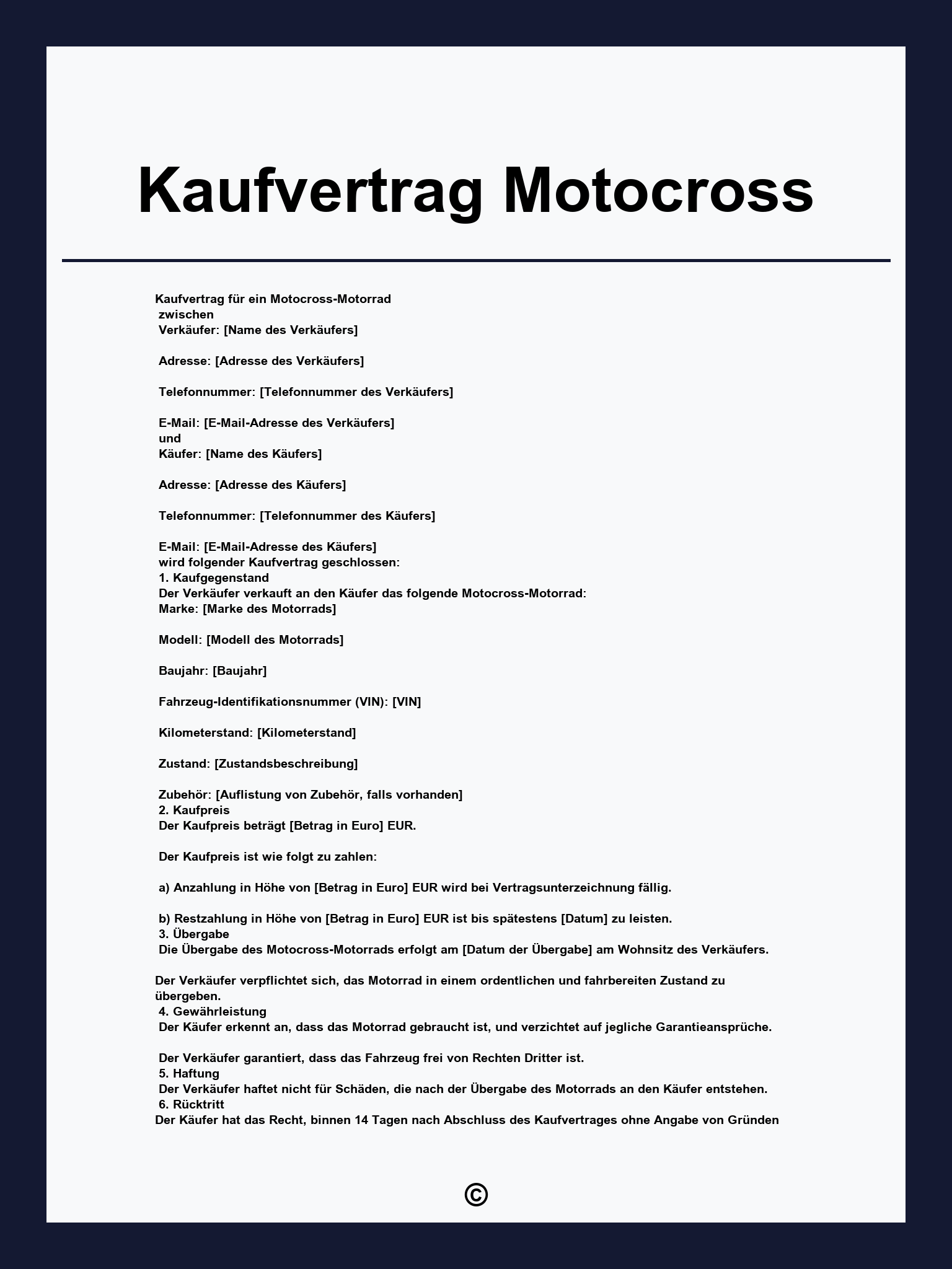 Kaufvertrag Motocross