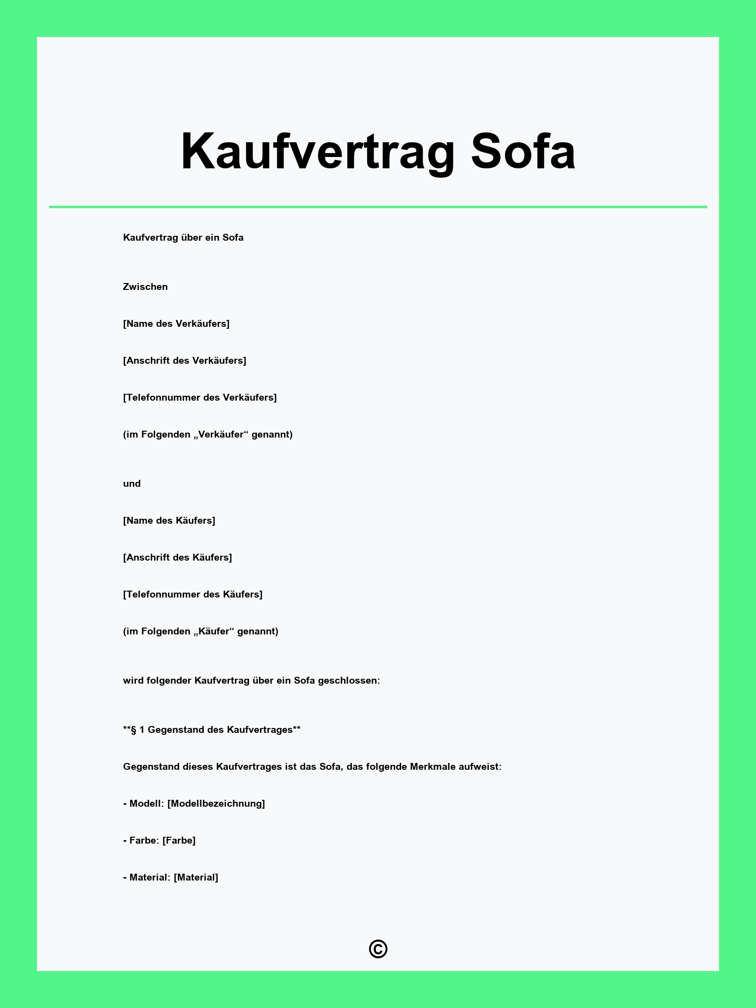 Kaufvertrag Sofa