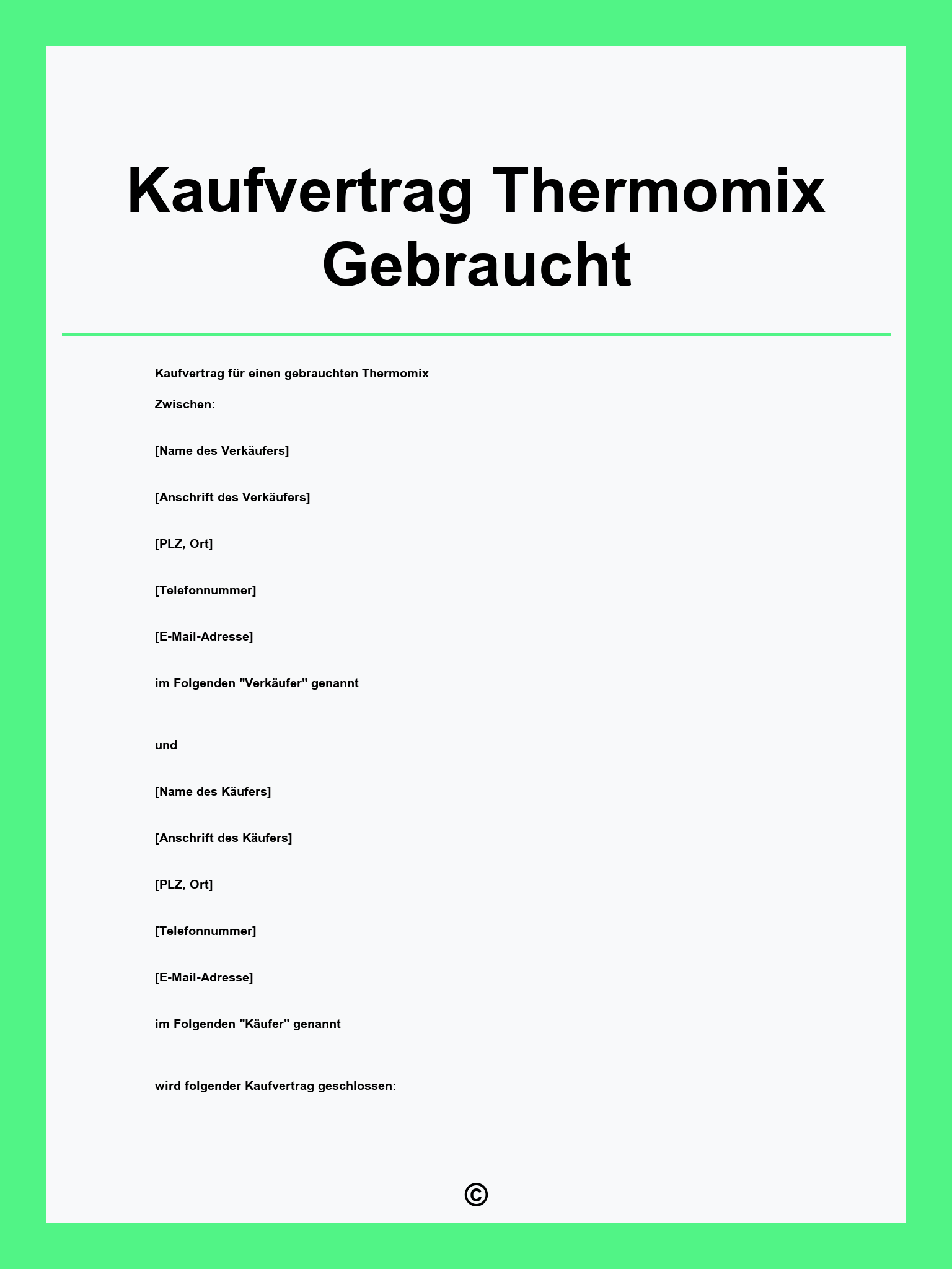 Kaufvertrag Thermomix Gebraucht