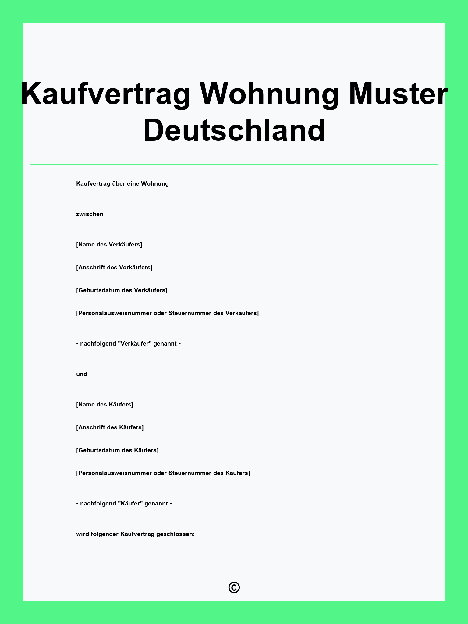 Kaufvertrag Wohnung Muster Deutschland