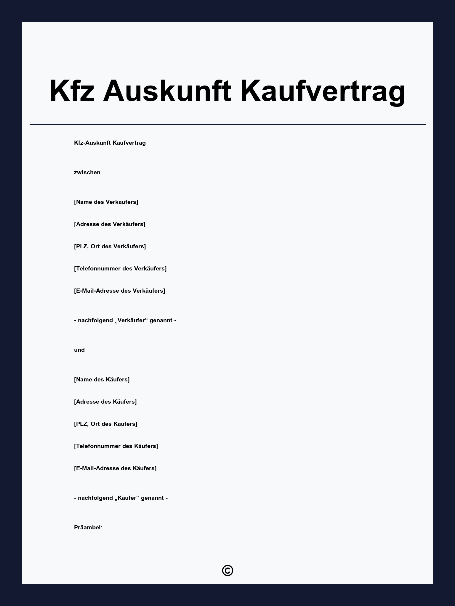 Kfz Auskunft Kaufvertrag