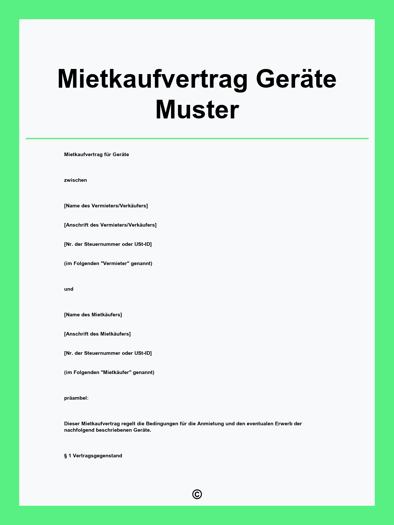 Mietkaufvertrag Geräte Muster