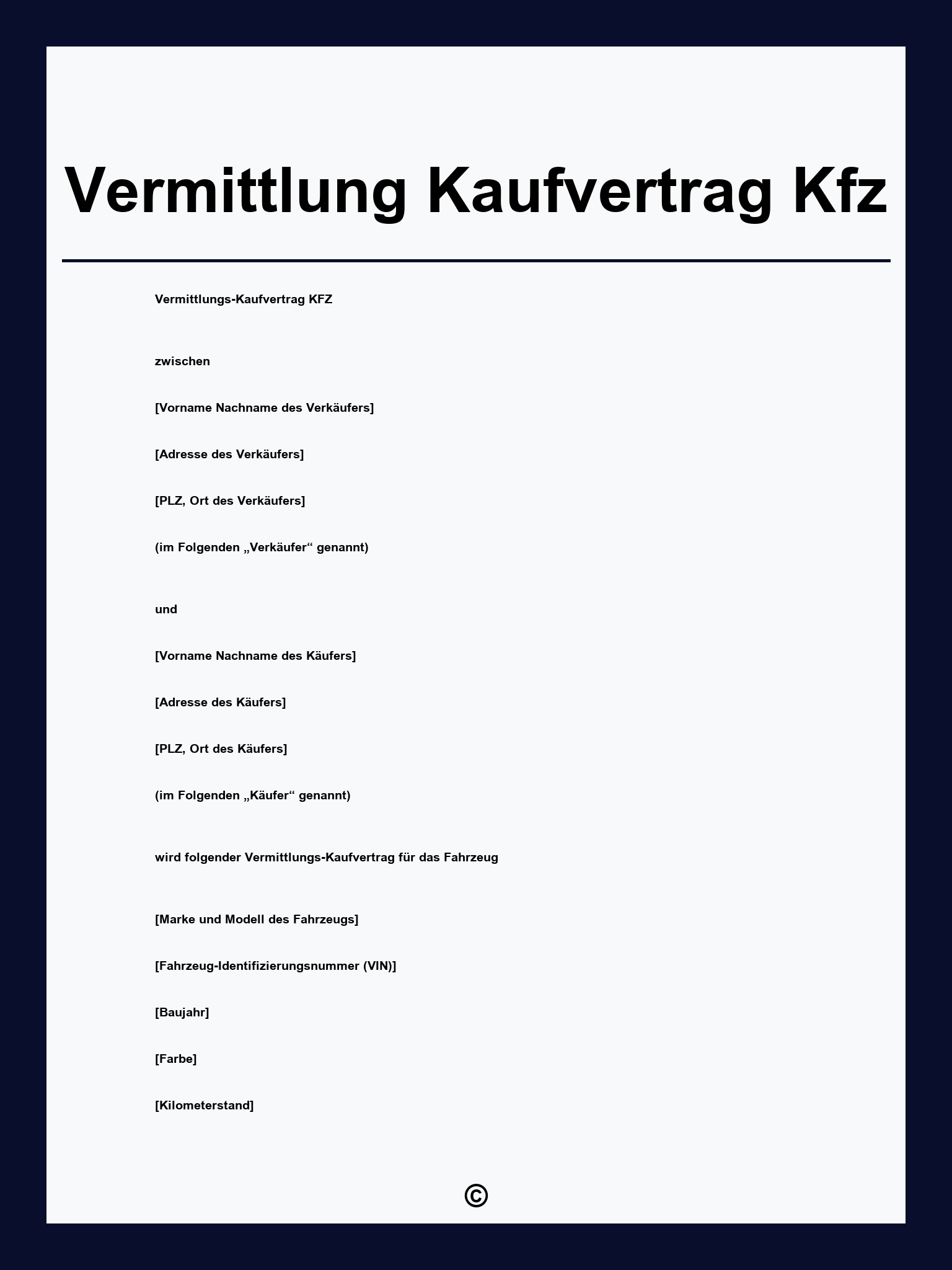 Vermittlung Kaufvertrag Kfz